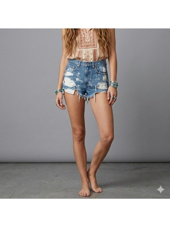 rag & bone Pants - Rag & Bone Womens Distressed Denim High-Waisted Cutoff Shorts Blue Size 26 100%
